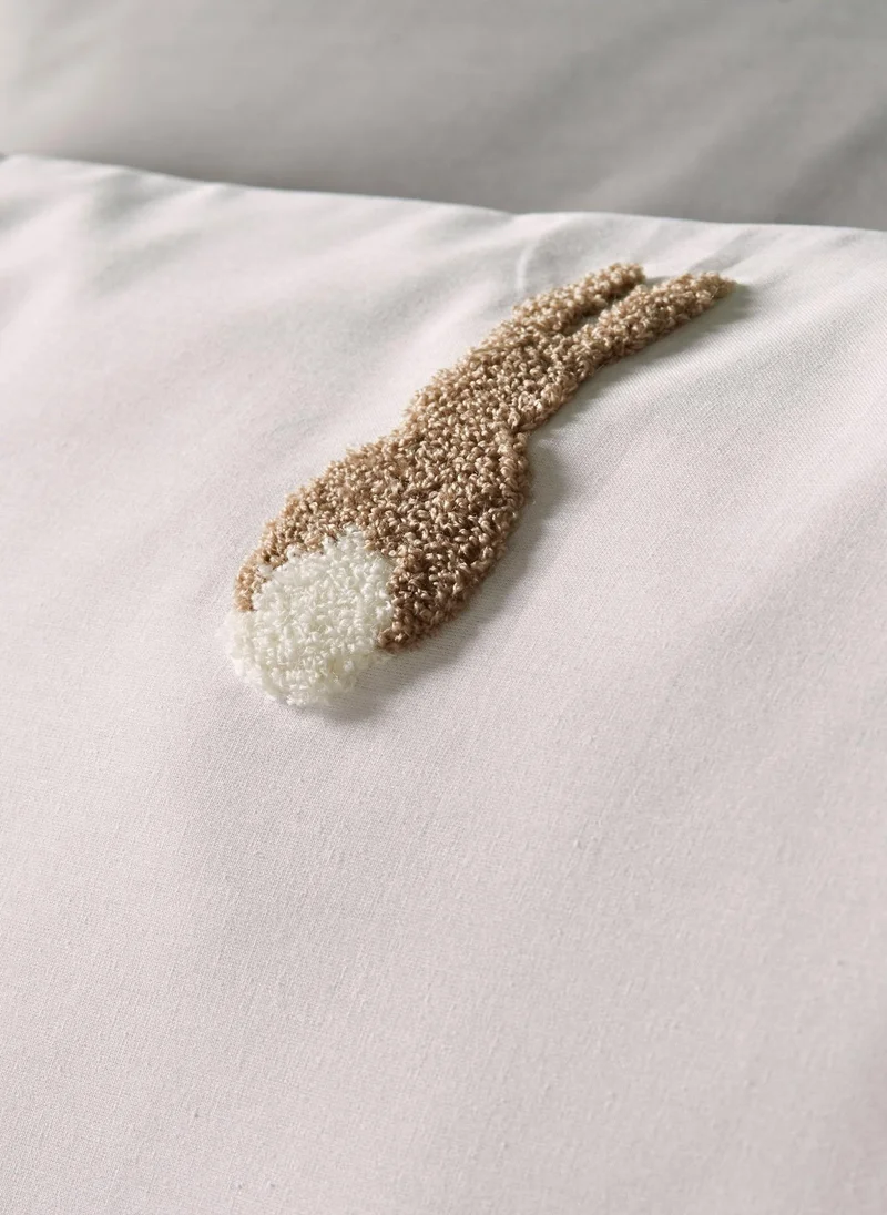 ماتلان طقم لحاف بتصميم أرنب من البوكلي الأبيض